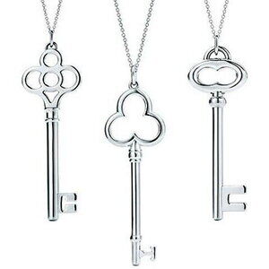 Tiffany & Co Tiffany Key Pendant Trefoil Crown Oval Open Heart Necklace Key